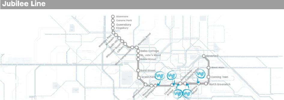 Map of Jubilee Line Extension