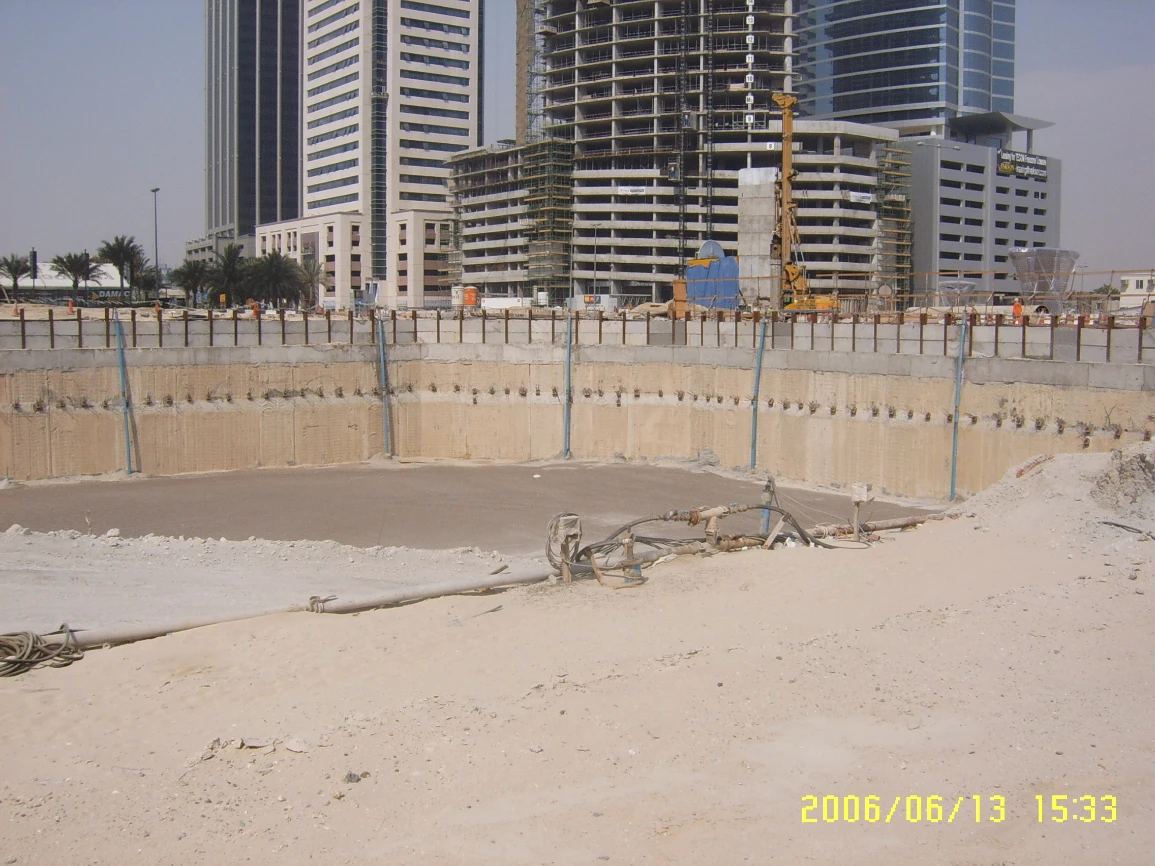 Constuction at the Dubai Marina, showing sand and water